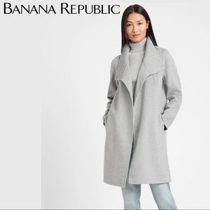 Banana Republic Double Faced Cocoon Coat - Light Gray - XL